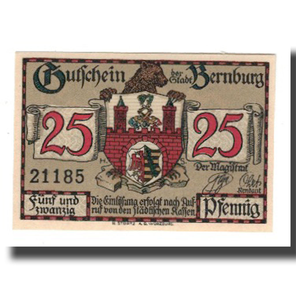 Banknote, Germany, Bernburg Stadt, 25 Pfennig, château, undated (1921)