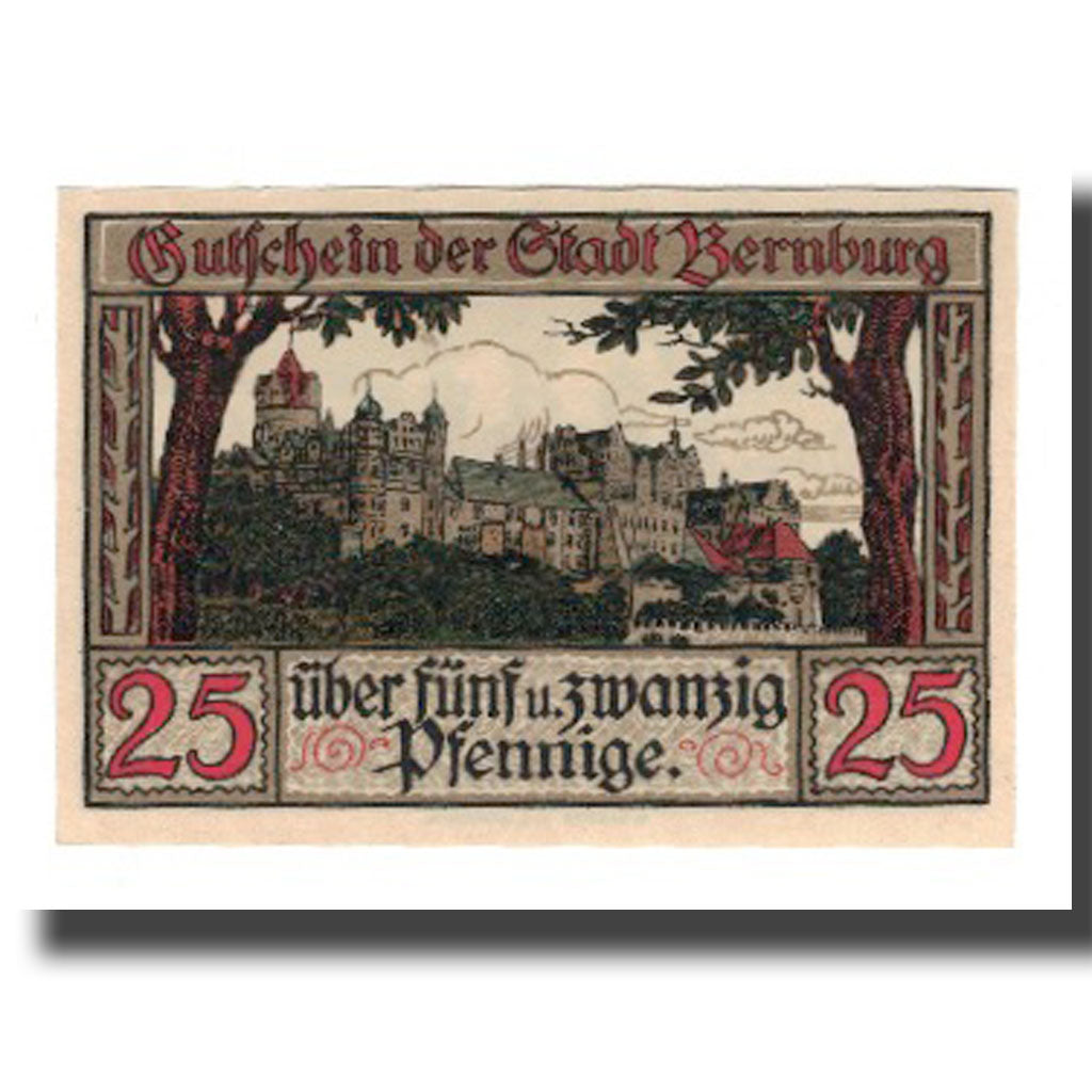 Banknote, Germany, Bernburg Stadt, 25 Pfennig, château, undated (1921)