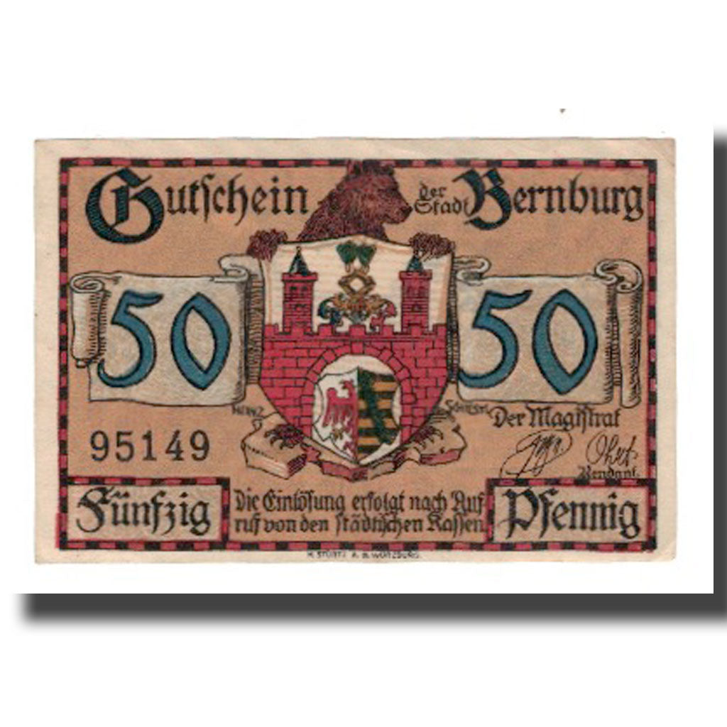 Banknote, Germany, Bernburg Stadt, 50 Pfennig, Batiment, undated (1921)