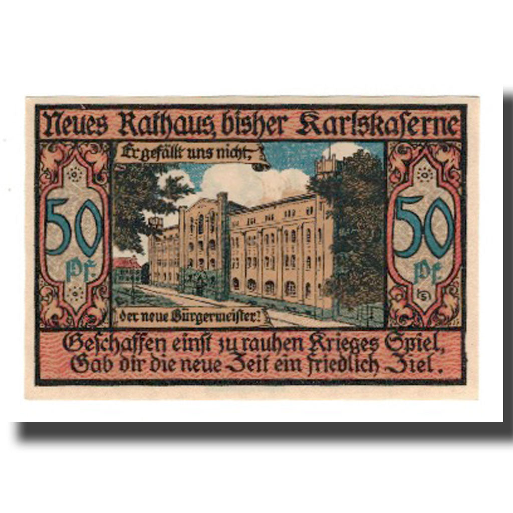 Billet, Allemagne, Bernburg Stadt, 50 Pfennig, batiment 1, undated (1921), NEUF
