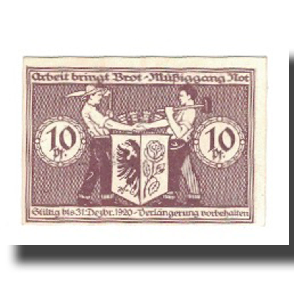Geldschein, Deutschland, Bismark Stadt, 10 Pfennig, personnage, 1920