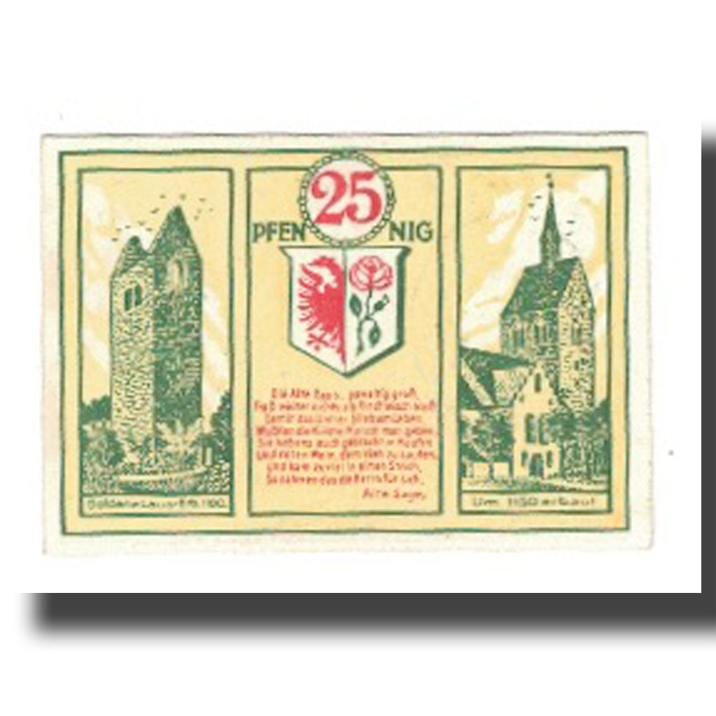 Banknote, Germany, Bismark Stadt, 25 Pfennig, Batiment, 1920, 1920-12-31