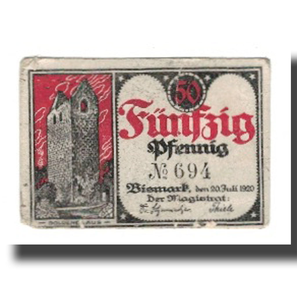 Geldschein, Deutschland, Bismark Stadt, 50 Pfennig, personnage, 1920