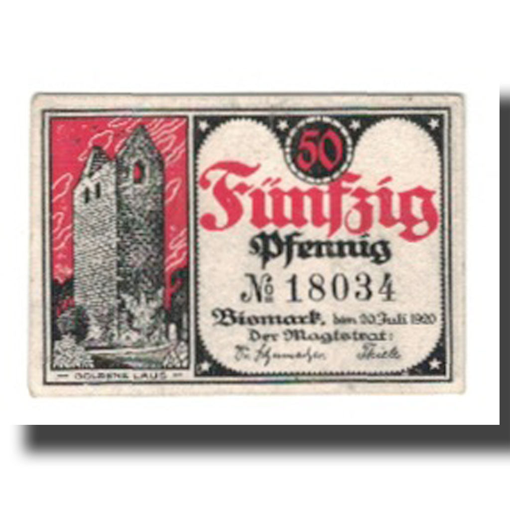 Banknot, Niemcy, Bismark Stadt, 50 Pfennig, personnage 1, 1920, 1920-12-31