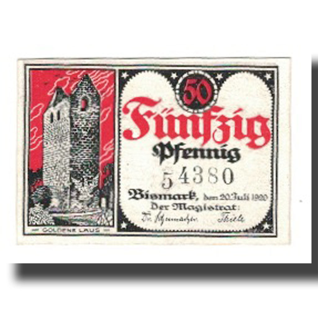 Banknot, Niemcy, Bismark Stadt, 50 Pfennig, personnage 2, 1920, 1920-12-31