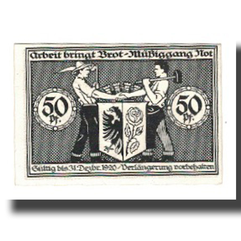 Banknot, Niemcy, Bismark Stadt, 50 Pfennig, personnage 2, 1920, 1920-12-31