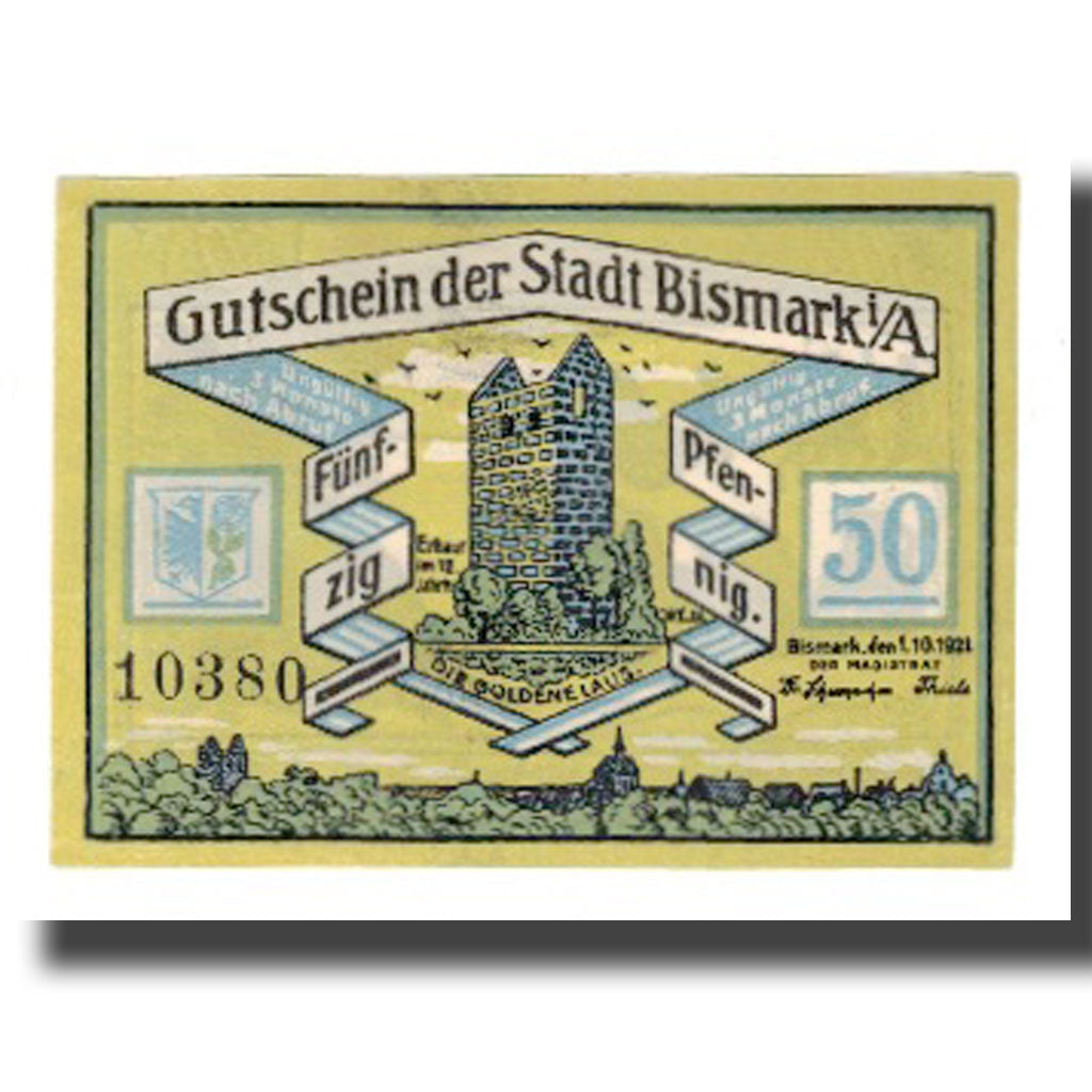 Geldschein, Deutschland, Bismark Stadt, 50 Pfennig, personnage 1, 1921