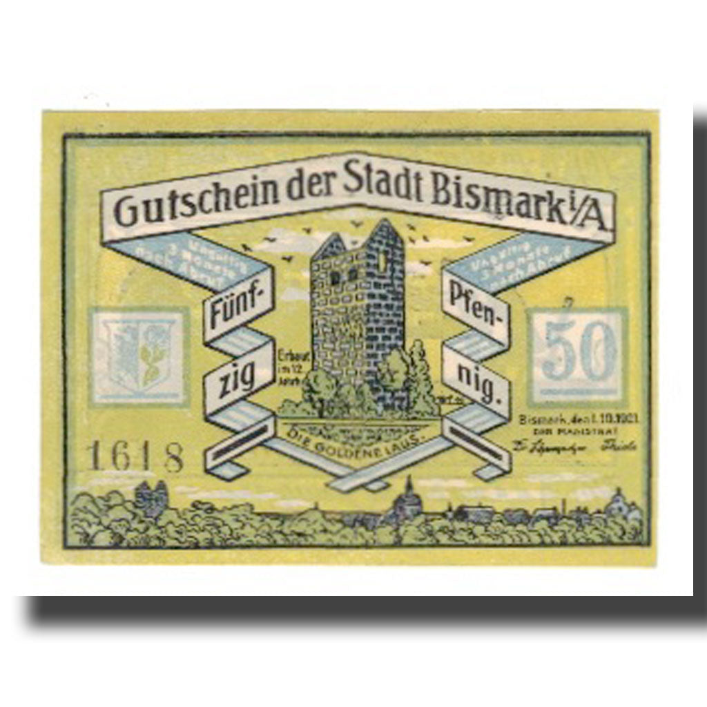 Banknote, Germany, Bismark Stadt, 50 Pfennig, personnage 3, 1921, 1921-10-01