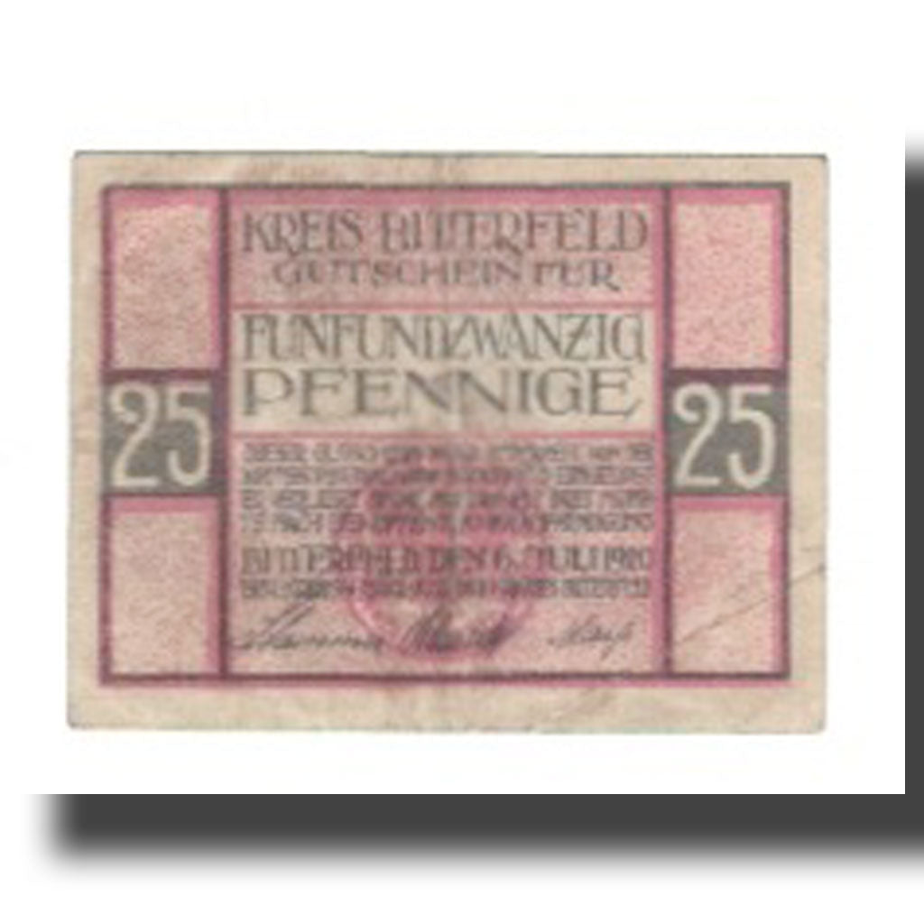 Billete, Alemania, Bitterfeld Kreis, 25 Pfennig, paysage, 1920, 1920-07-06, BC