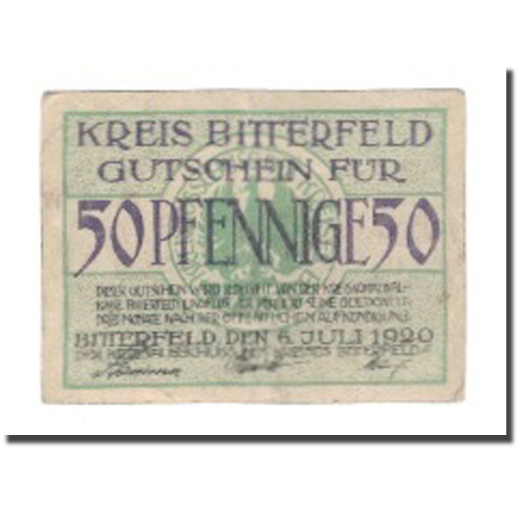 Banknote, Germany, Bitterfeld Kreis, 50 Pfennig, paysage 2, 1920, 1920-07-06