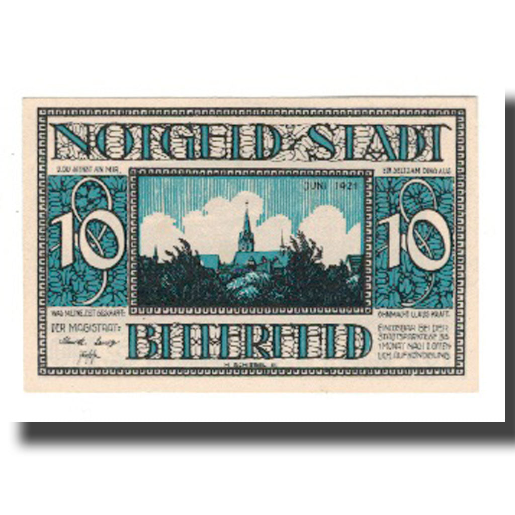 Banknote, Germany, Bitterfeld Stadt, 10 Pfennig, batiment 1, 1921, UNC(65-70)