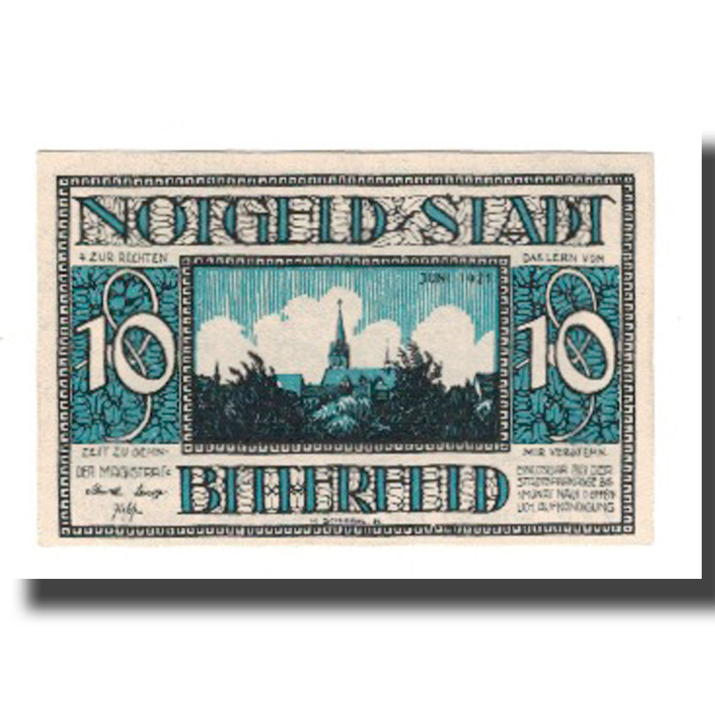 Biljet, Duitsland, Bitterfeld Stadt, 10 Pfennig, batiment 7, 1921, NIEUW