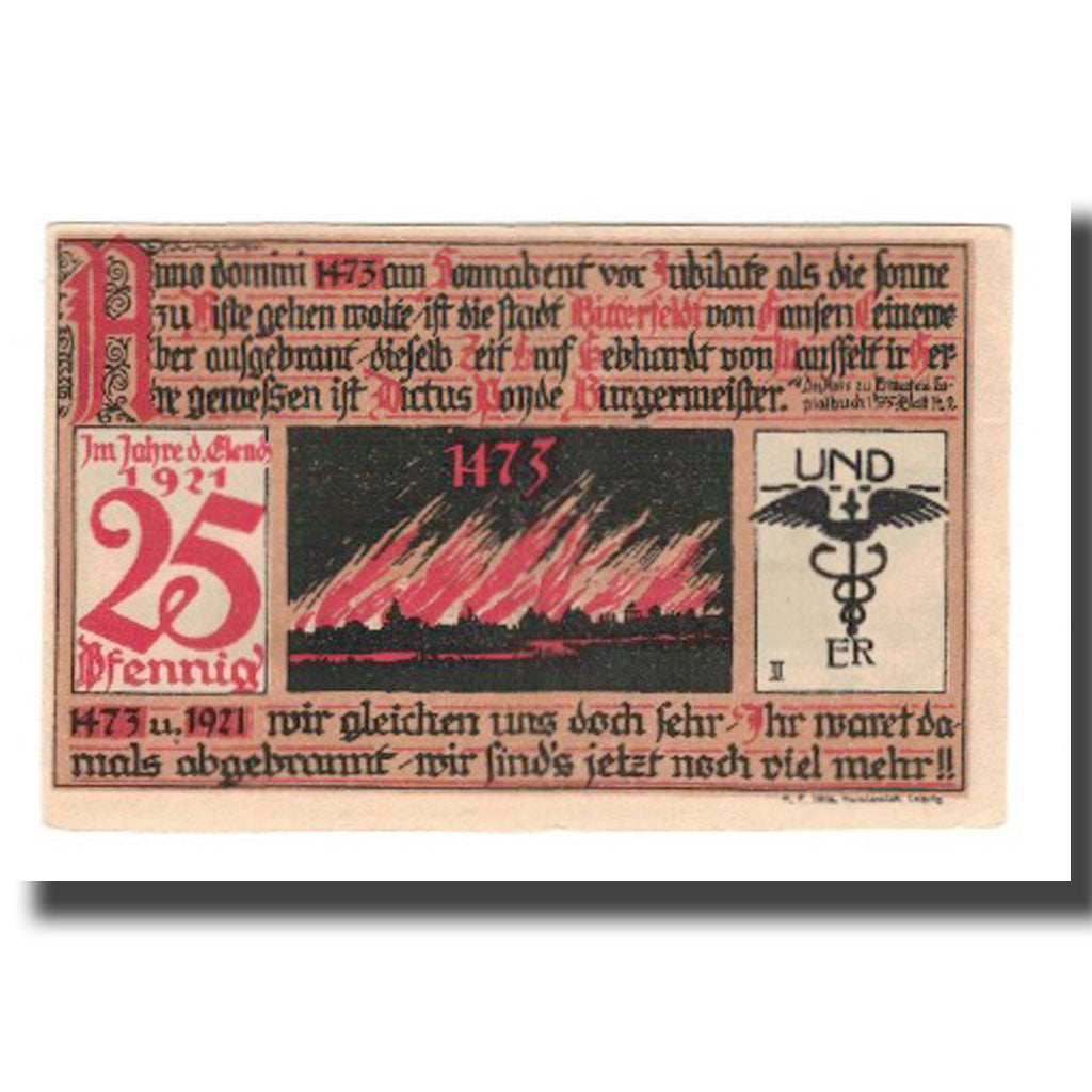 Banknote, Germany, Bitterfeld Stadt, 25 Pfennig, Eglise, 1921, UNC(65-70)