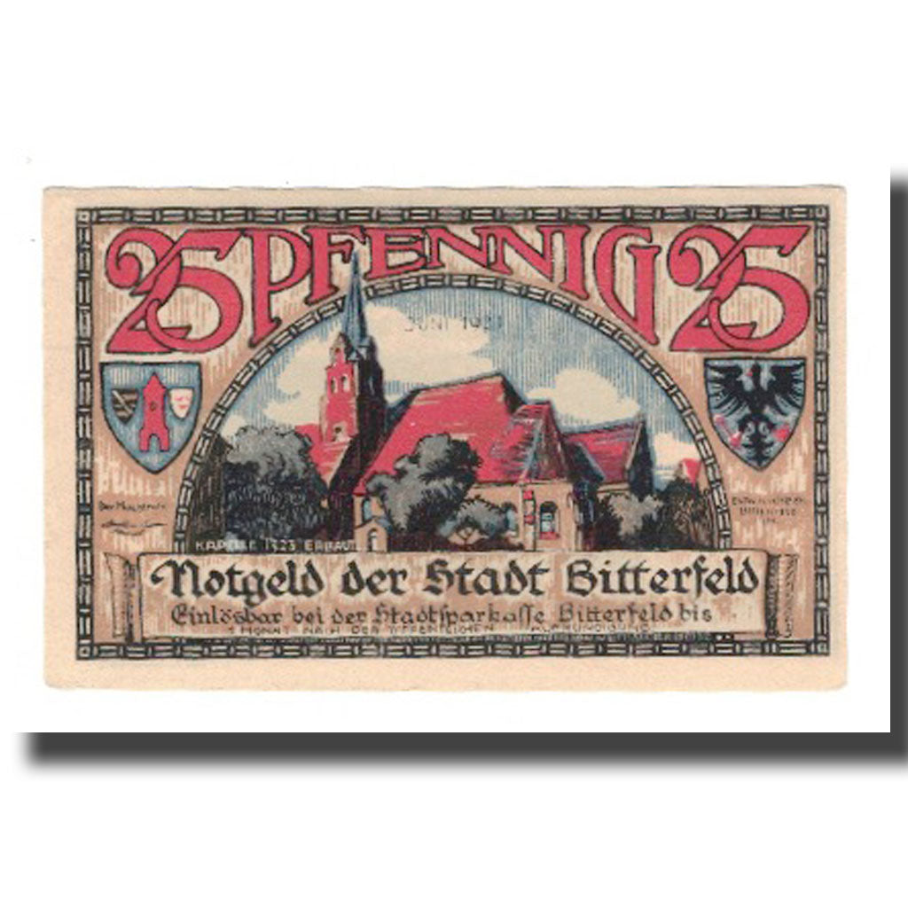 Banknote, Germany, Bitterfeld Stadt, 25 Pfennig, Eglise, 1921, UNC(65-70)