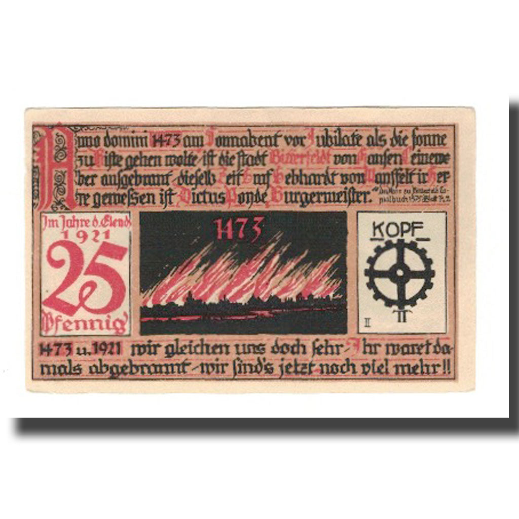 Banknote, Germany, Bitterfeld Stadt, 25 Pfennig, Eglise 1, 1921, UNC(65-70)