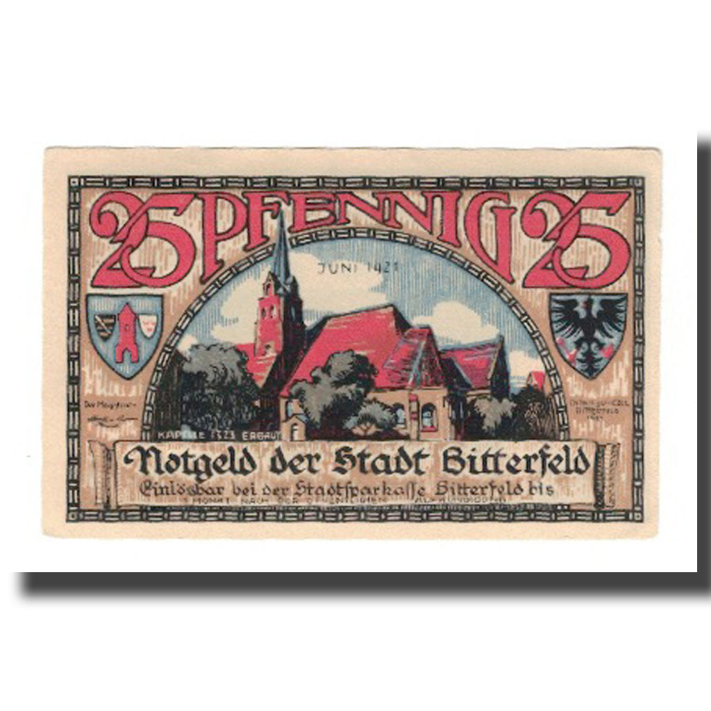 Banknote, Germany, Bitterfeld Stadt, 25 Pfennig, Eglise 1, 1921, UNC(65-70)