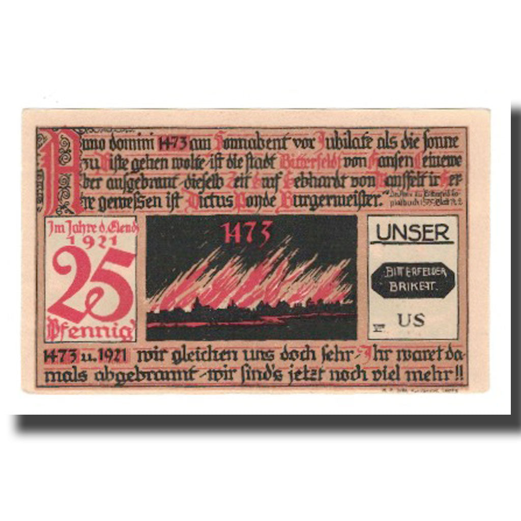 Banknote, Germany, Bitterfeld Stadt, 25 Pfennig, Eglise 5, 1921, UNC(65-70)
