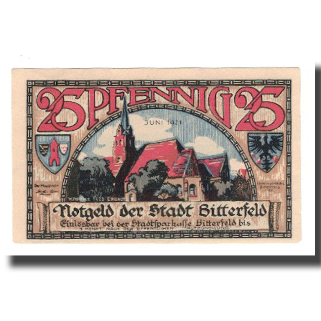 Banknote, Germany, Bitterfeld Stadt, 25 Pfennig, Eglise 5, 1921, UNC(65-70)