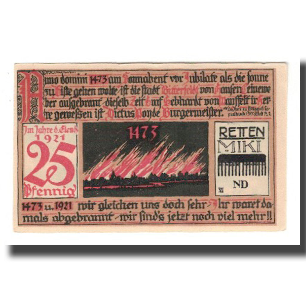 Banknote, Germany, Bitterfeld Stadt, 25 Pfennig, Eglise 6, 1921, UNC(65-70)