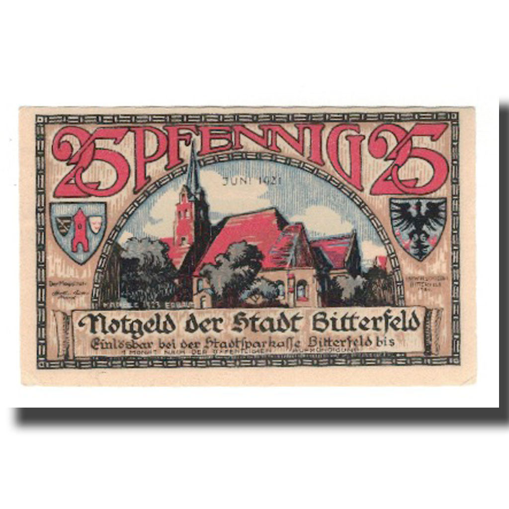 Banknote, Germany, Bitterfeld Stadt, 25 Pfennig, Eglise 9, 1921, UNC(65-70)
