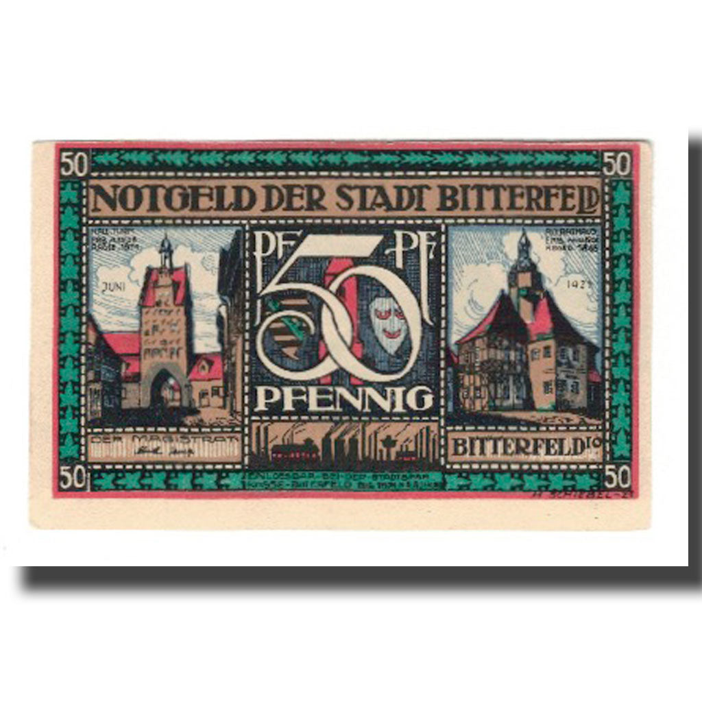 Billete, Alemania, Bitterfeld Stadt, 50 Pfennig, ville 3, 1921, EBC, Mehl:111.1