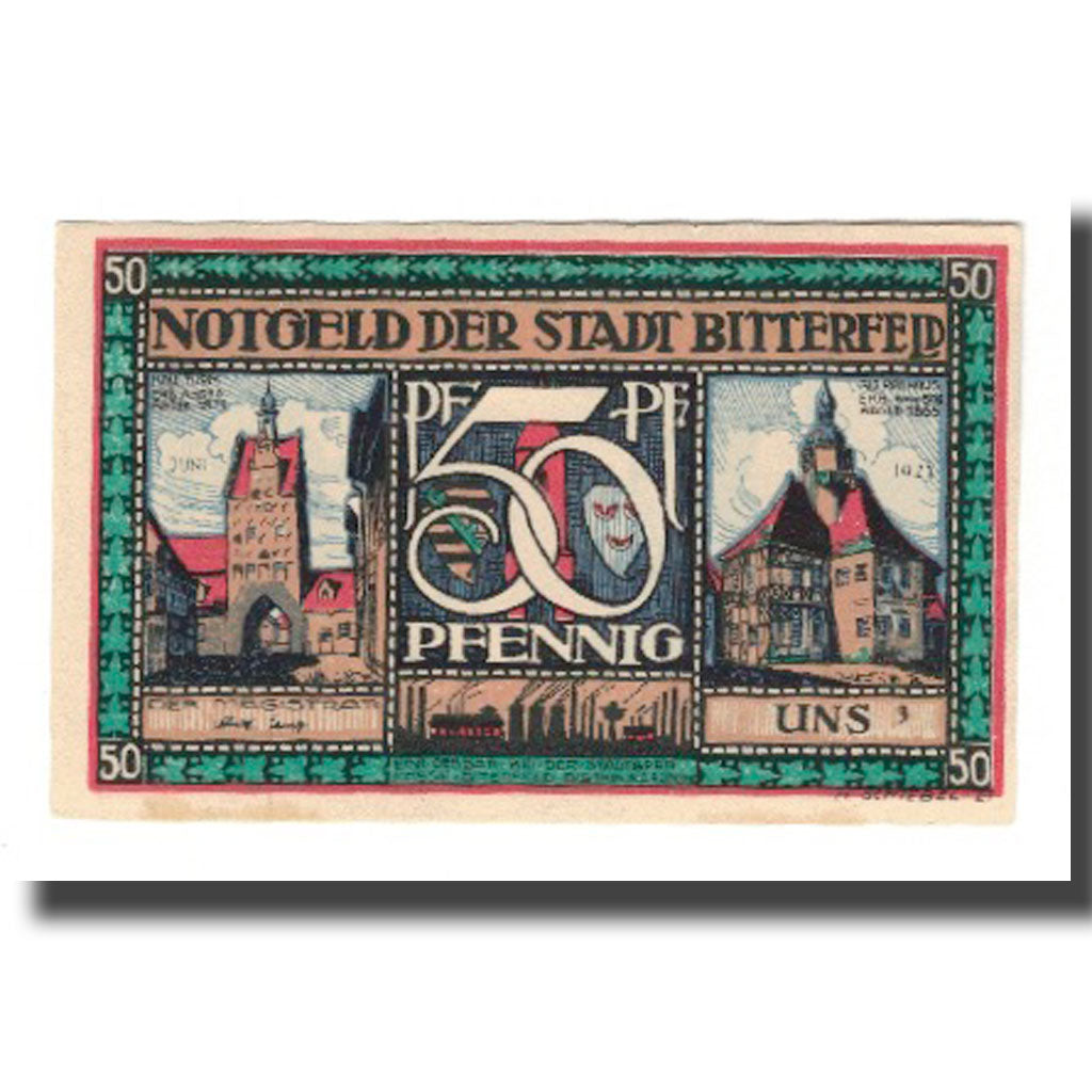 Biljet, Duitsland, Bitterfeld Stadt, 50 Pfennig, personnage, 1921, SUP