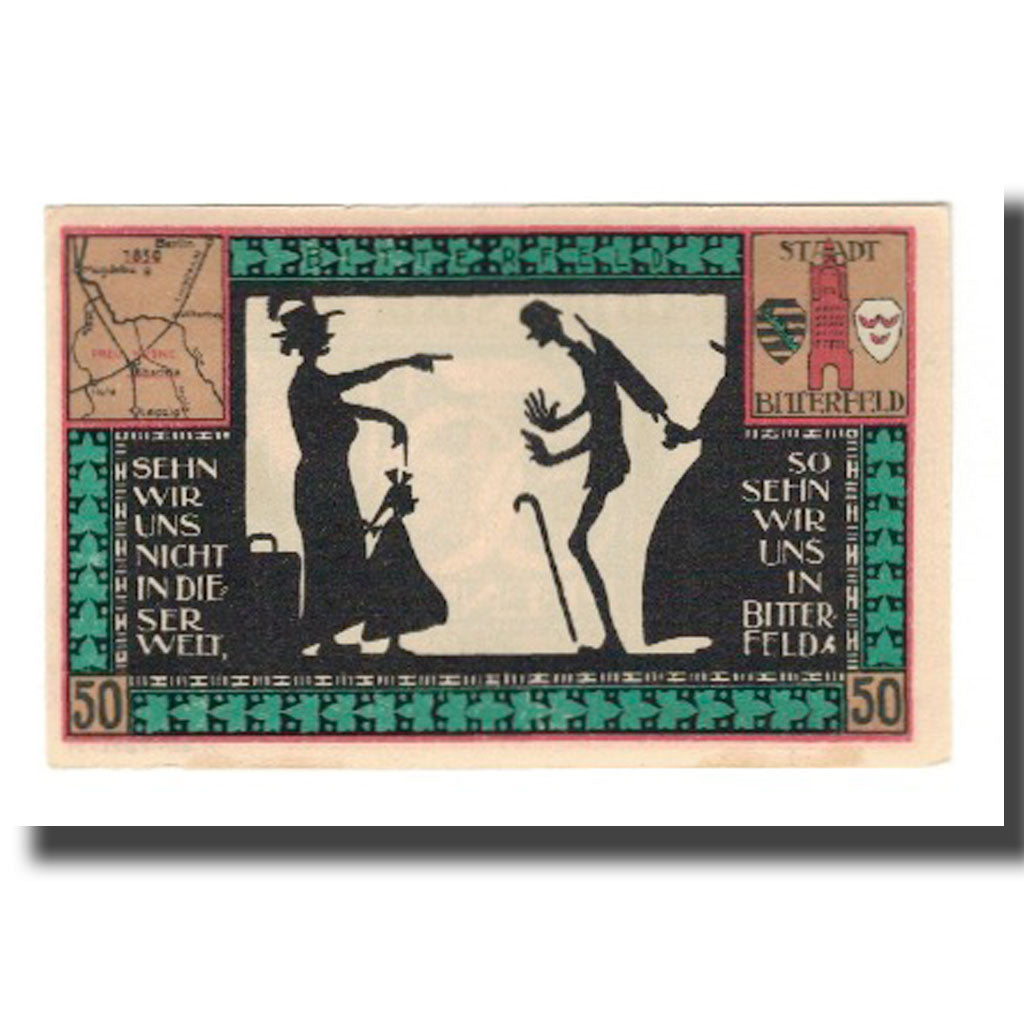 Biljet, Duitsland, Bitterfeld Stadt, 50 Pfennig, personnage, 1921, SUP