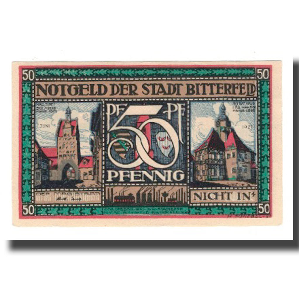 Banknote, Germany, Bitterfeld Stadt, 50 Pfennig, personnage 1, 1921, AU(55-58)