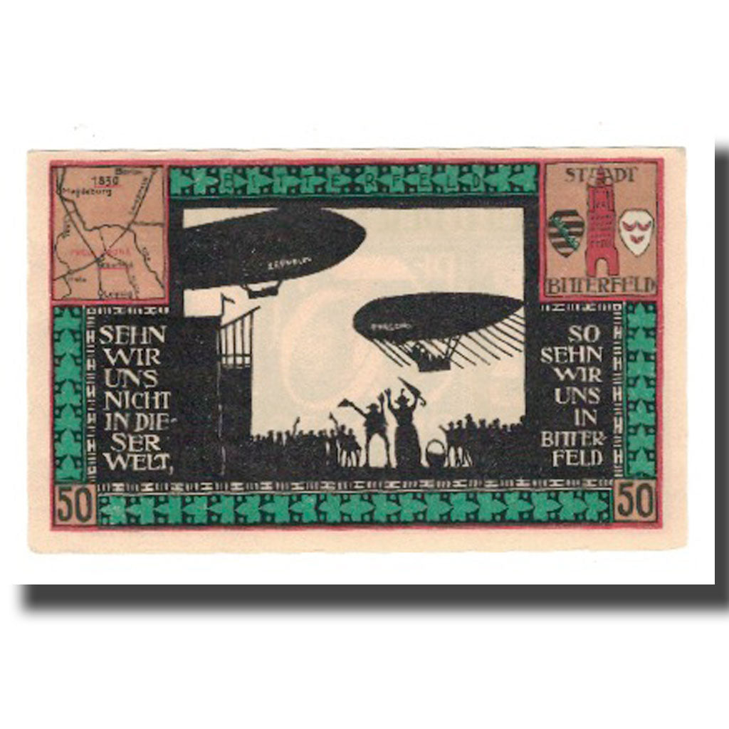 Banknote, Germany, Bitterfeld Stadt, 50 Pfennig, personnage 1, 1921, AU(55-58)