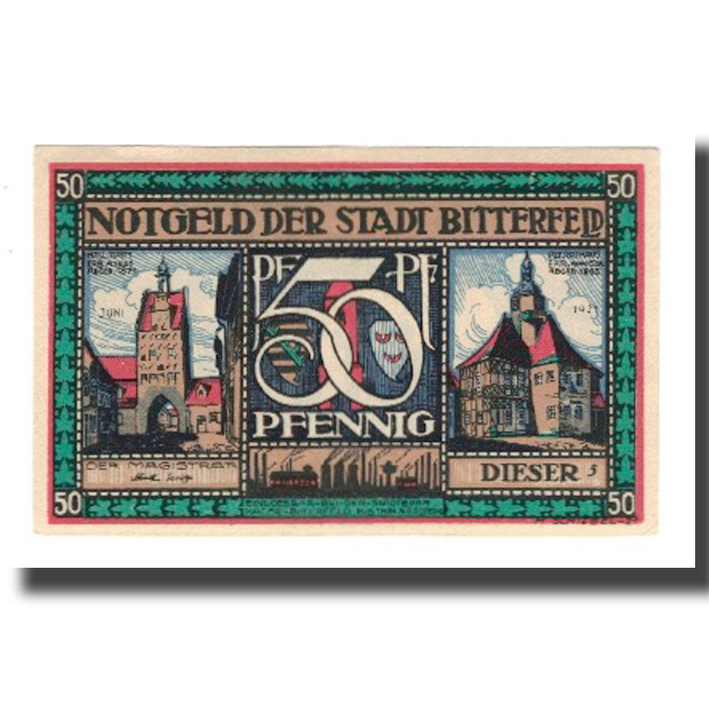 Banconote, Germania, Bitterfeld Stadt, 50 Pfennig, personnage 2, 1921, SPL-