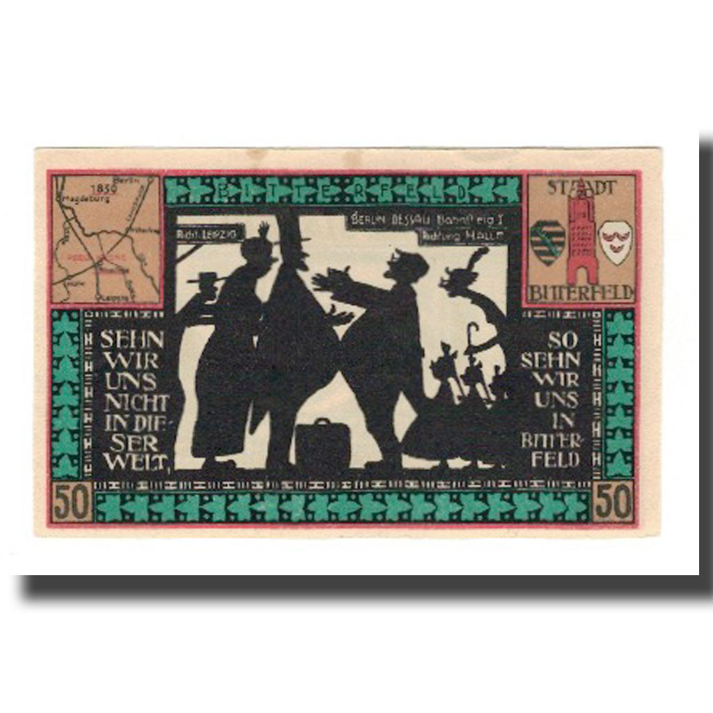 Biljet, Duitsland, Bitterfeld Stadt, 50 Pfennig, personnage 3, 1921, SUP