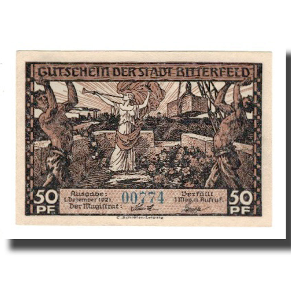 Biljet, Duitsland, Bitterfeld Stadt, 50 Pfennig, Usine 1, 1921, 1921-12-01, SUP