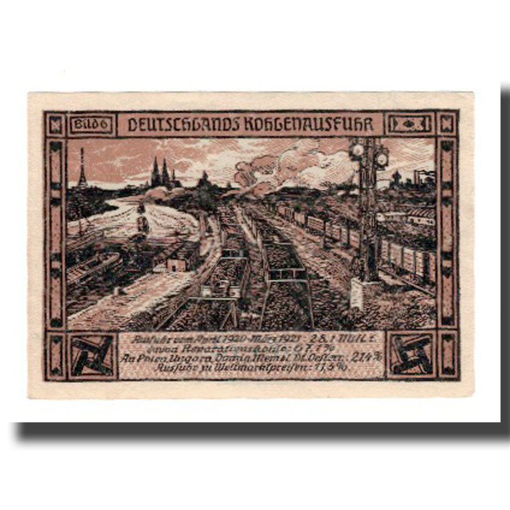 Banknote, Germany, Bitterfeld Stadt, 50 Pfennig, Trains, 1921, 1921-12-01