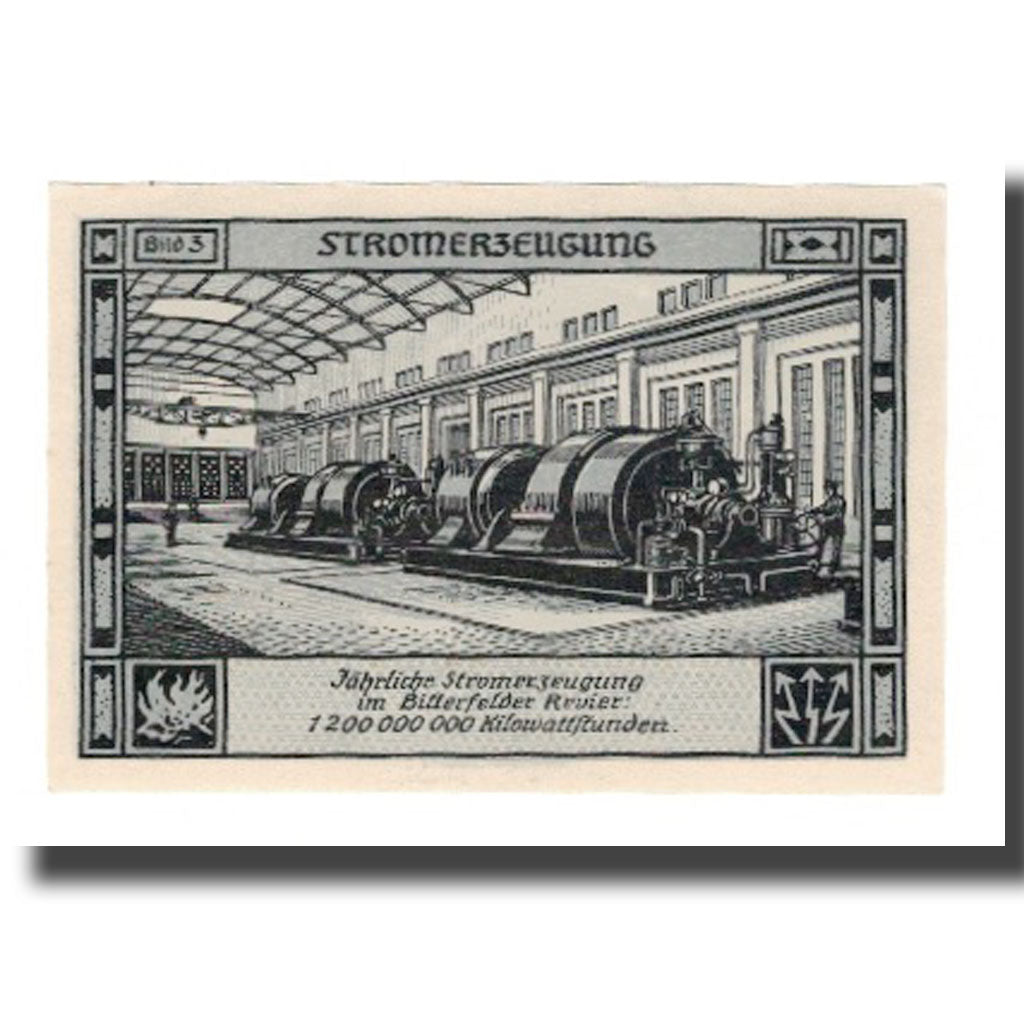 Banconote, Germania, Bitterfeld Stadt, 75 Pfennig, Machines, 1921, 1921-12-01