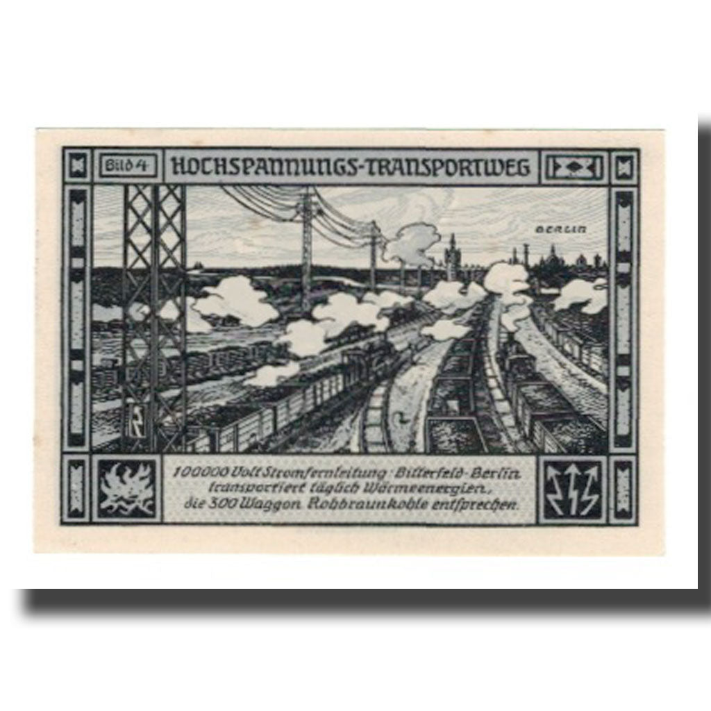 Banknote, Germany, Bitterfeld Stadt, 75 Pfennig, Trains, 1921, 1921-12-01