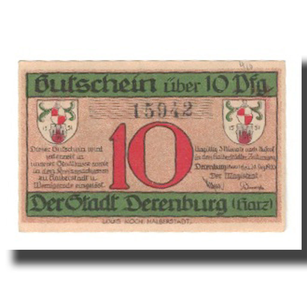 Geldschein, Deutschland, Derenburg Stadt, 10 Pfennig, paysage, 1920, 1920-12-20