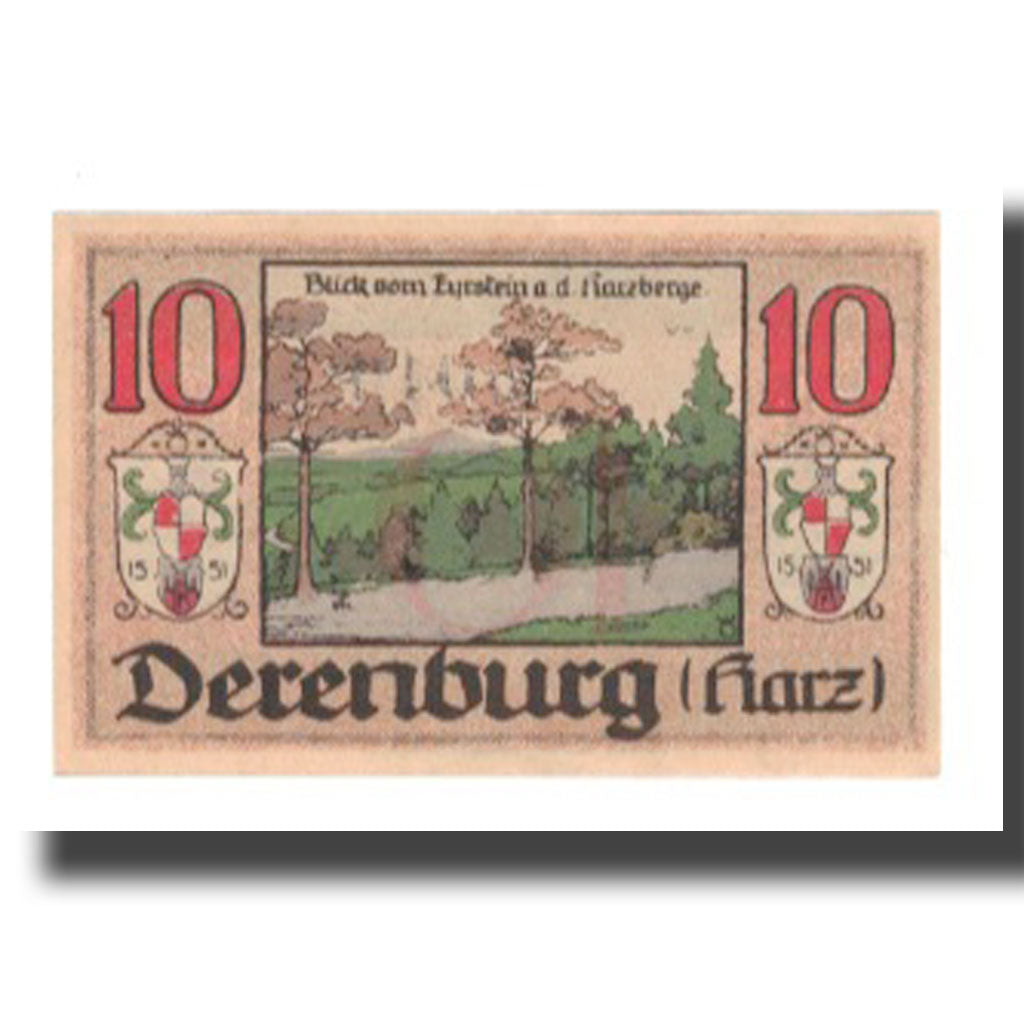 Billete, Alemania, Derenburg Stadt, 10 Pfennig, paysage 1, 1920, 1920-12-20