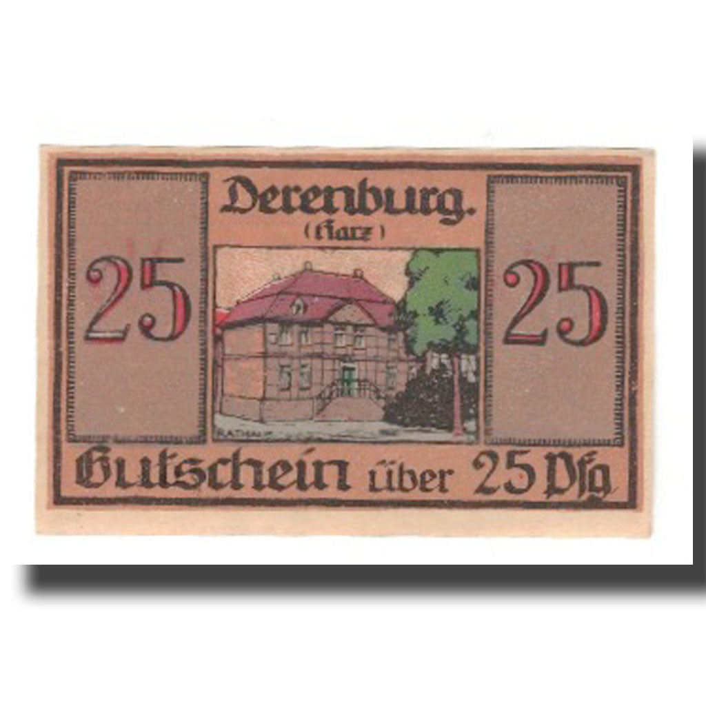 Banconote, Germania, Derenburg Stadt, 25 Pfennig, Maison, 1920, 1920-12-20
