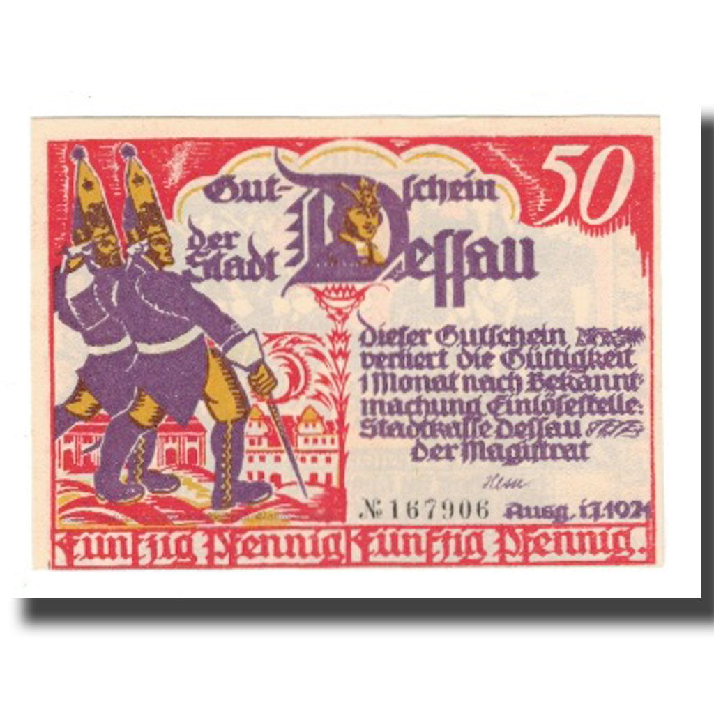 Banknote, Germany, Dessau Stadt, 50 Pfennig, personnage 4, 1921, 1921-07-01
