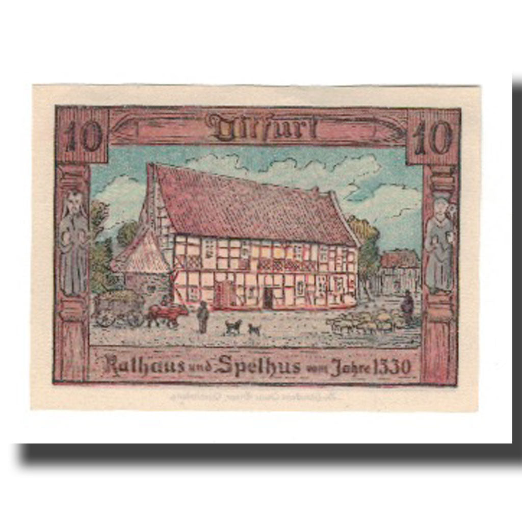 Banknote, Germany, Ditfurt Gemeinde, 10 Pfennig, Batiment, 1921, 1921-07-01