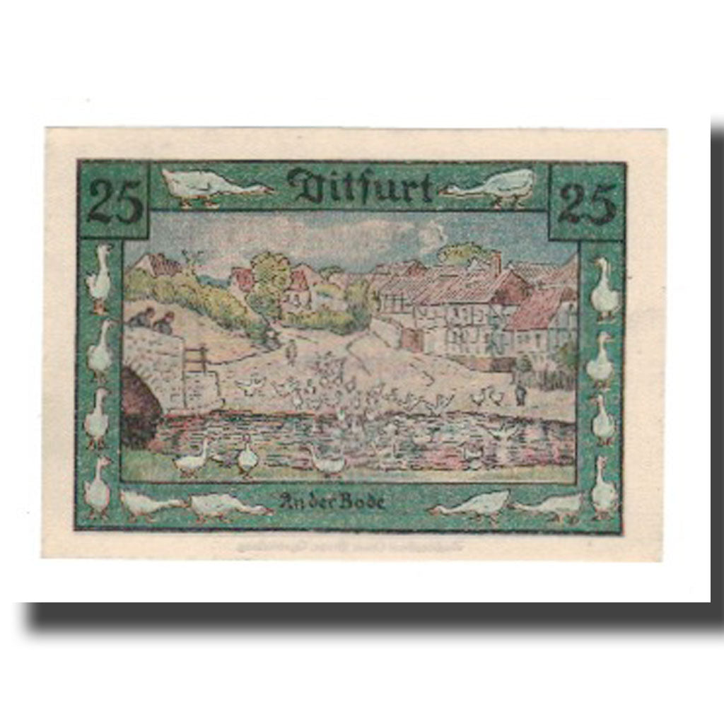 Billete, Alemania, Ditfurt Gemeinde, 25 Pfennig, Oies, 1921, 1921-07-01, EBC