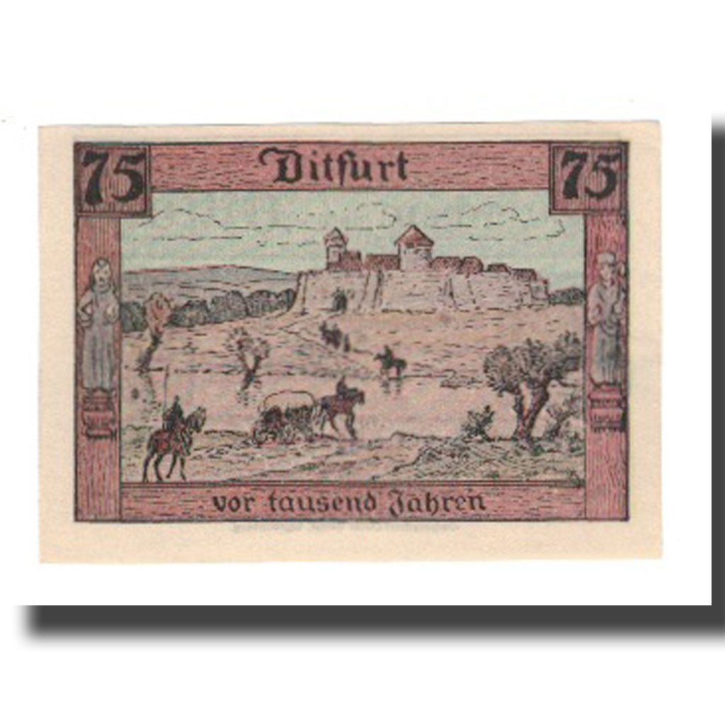 Billete, Alemania, Ditfurt Gemeinde, 75 Pfennig, paysage, 1921, 1921-07-01, EBC