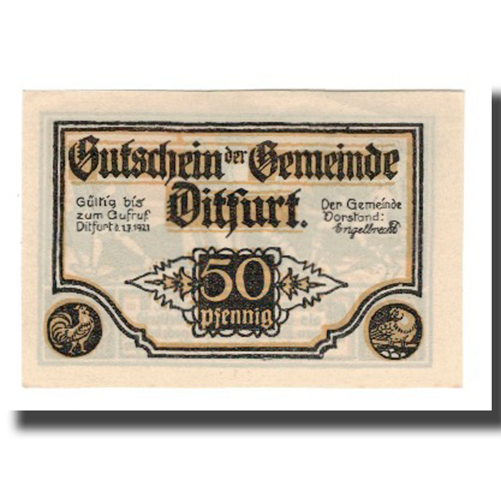 Banknote, Germany, Ditfurt Gemeinde, 50 Pfennig, personnage, 1921, 1921-07-01