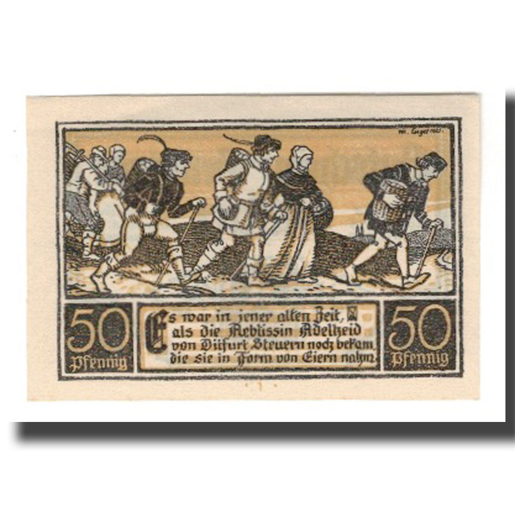 Banknote, Germany, Ditfurt Gemeinde, 50 Pfennig, personnage, 1921, 1921-07-01