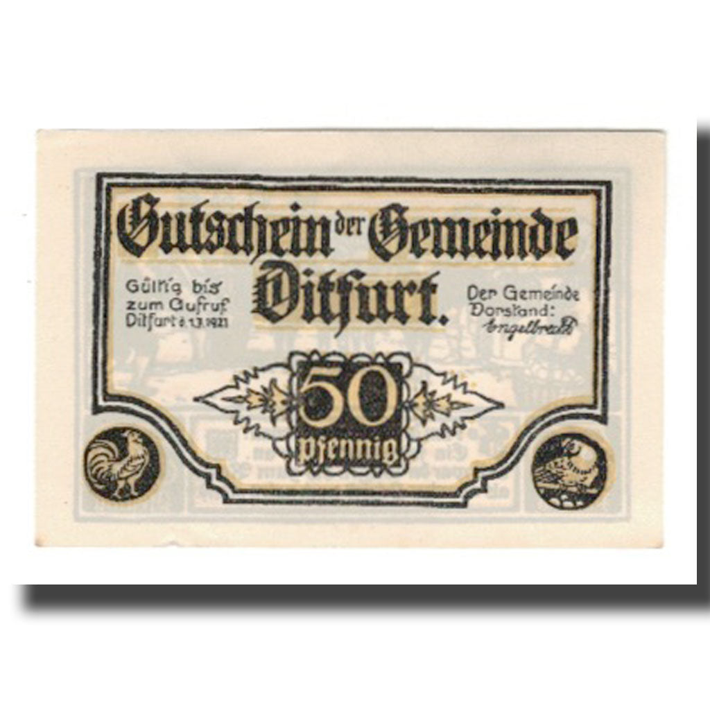 Banknote, Germany, Ditfurt Gemeinde, 50 Pfennig, personnage 3, 1921, 1921-07-01