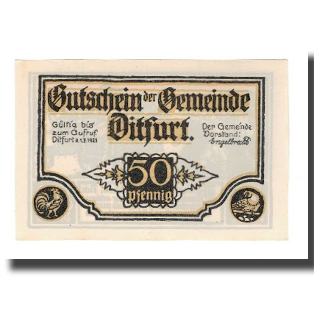 Banknote, Germany, Ditfurt Gemeinde, 50 Pfennig, personnage 4, 1921, 1921-07-01