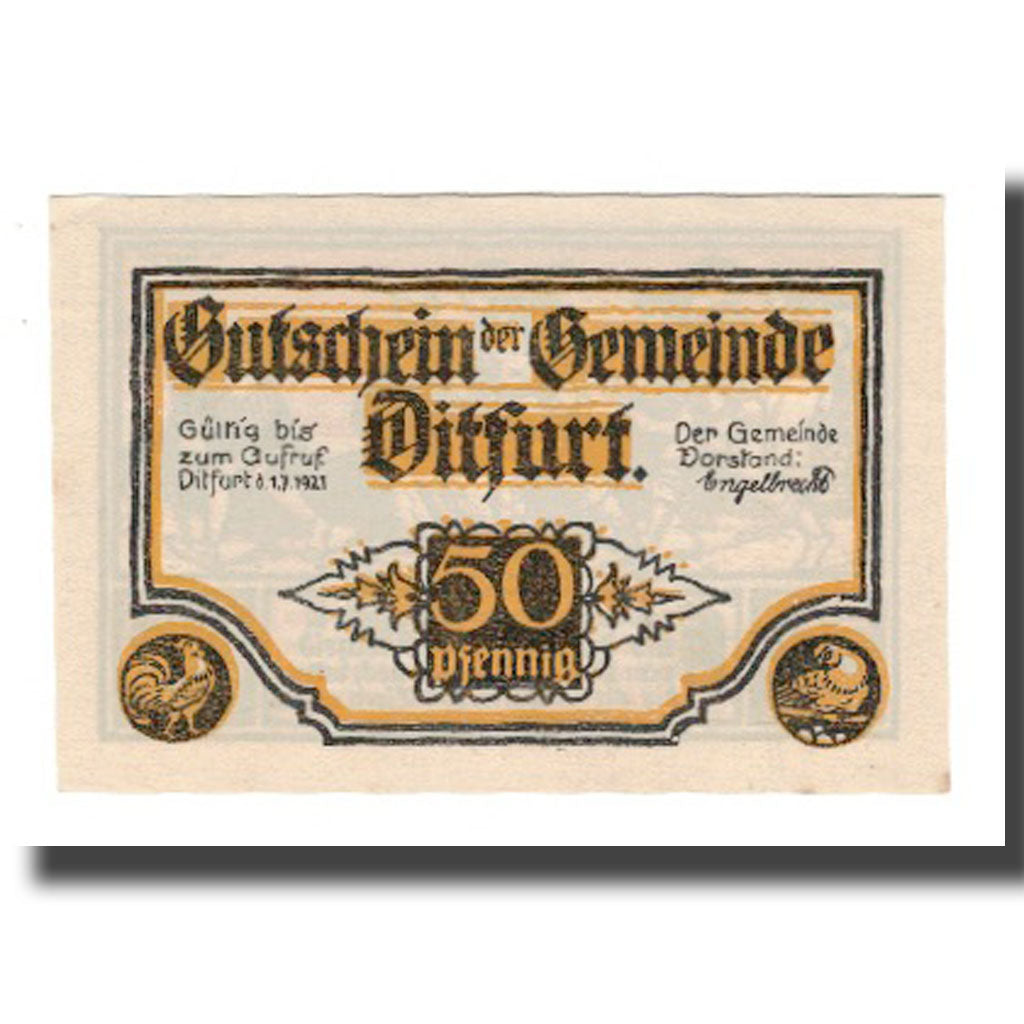 Banknote, Germany, Ditfurt Gemeinde, 50 Pfennig, personnage 6, 1921, 1921-07-01