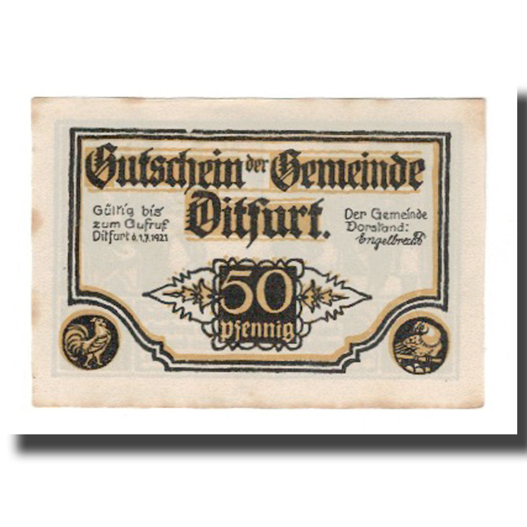 Banknote, Germany, Ditfurt Gemeinde, 50 Pfennig, personnage 7, 1921, 1921-07-01