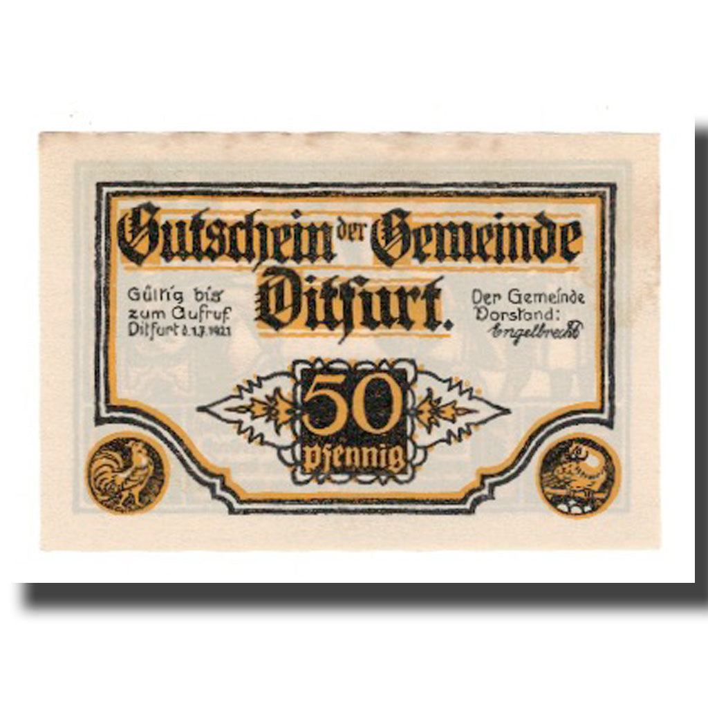Banknote, Germany, Ditfurt Gemeinde, 50 Pfennig, personnage 1, 1921, 1921-07-01