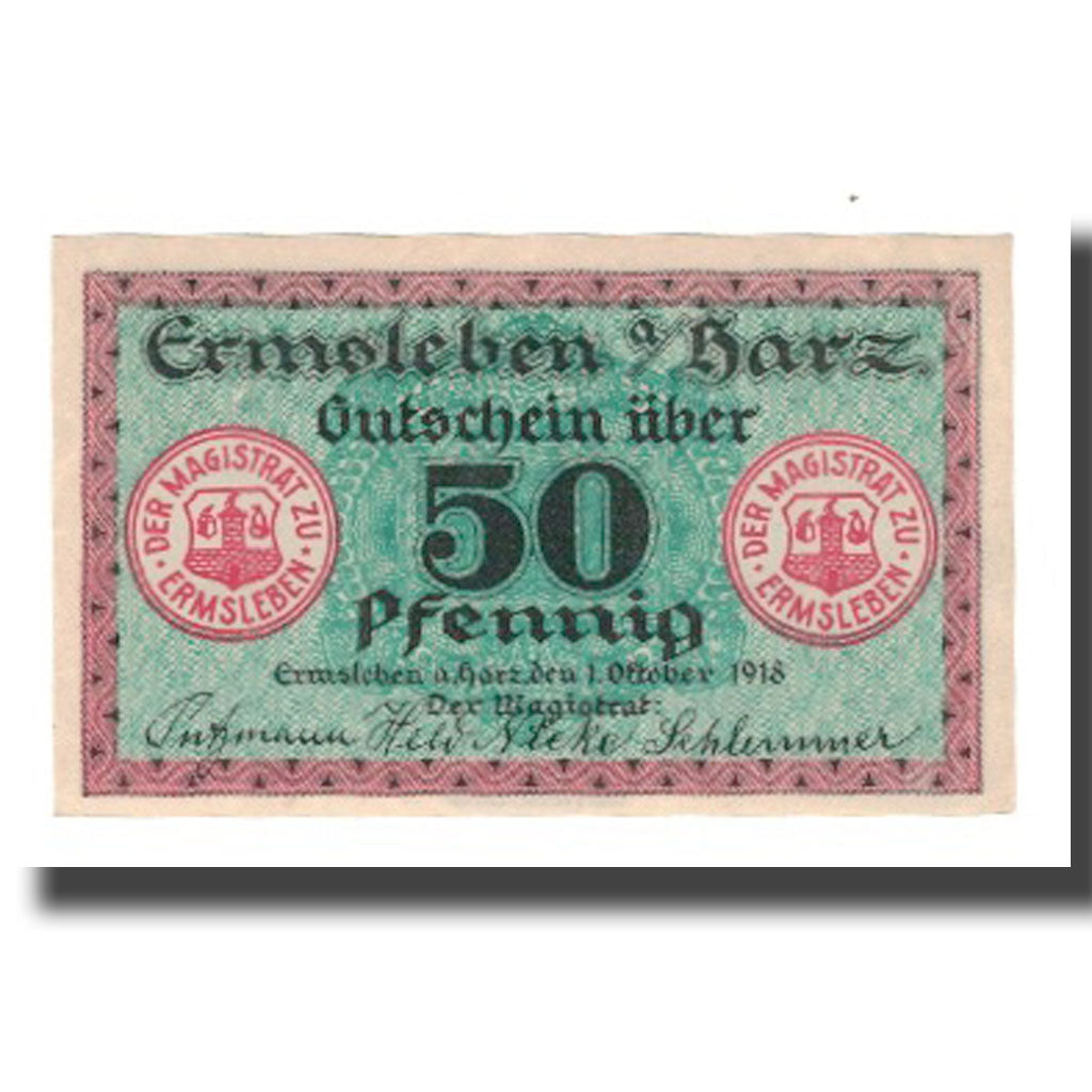 Banconote, Germania, Ermsleben am Harz Stadt, 50 Pfennig, valeur faciale 2
